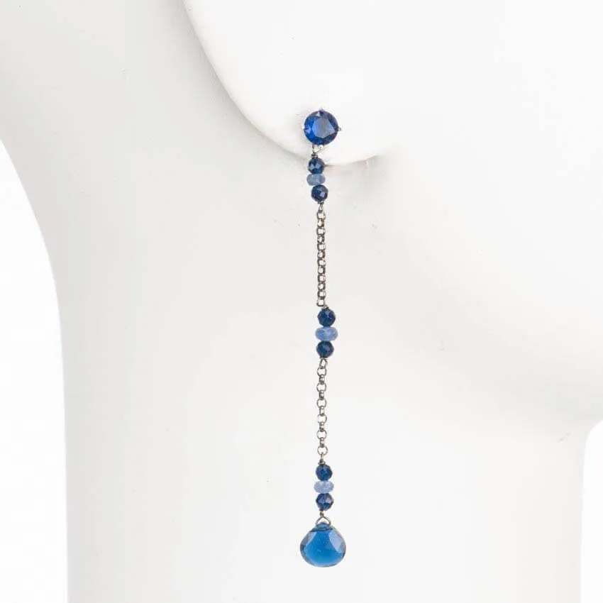 Chic Ad Hoc Orecchini perno argento pietre blu zaffiro