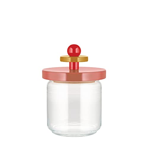 Alessi ES16/75 2 barattolo vetro rosa coperchio faggio