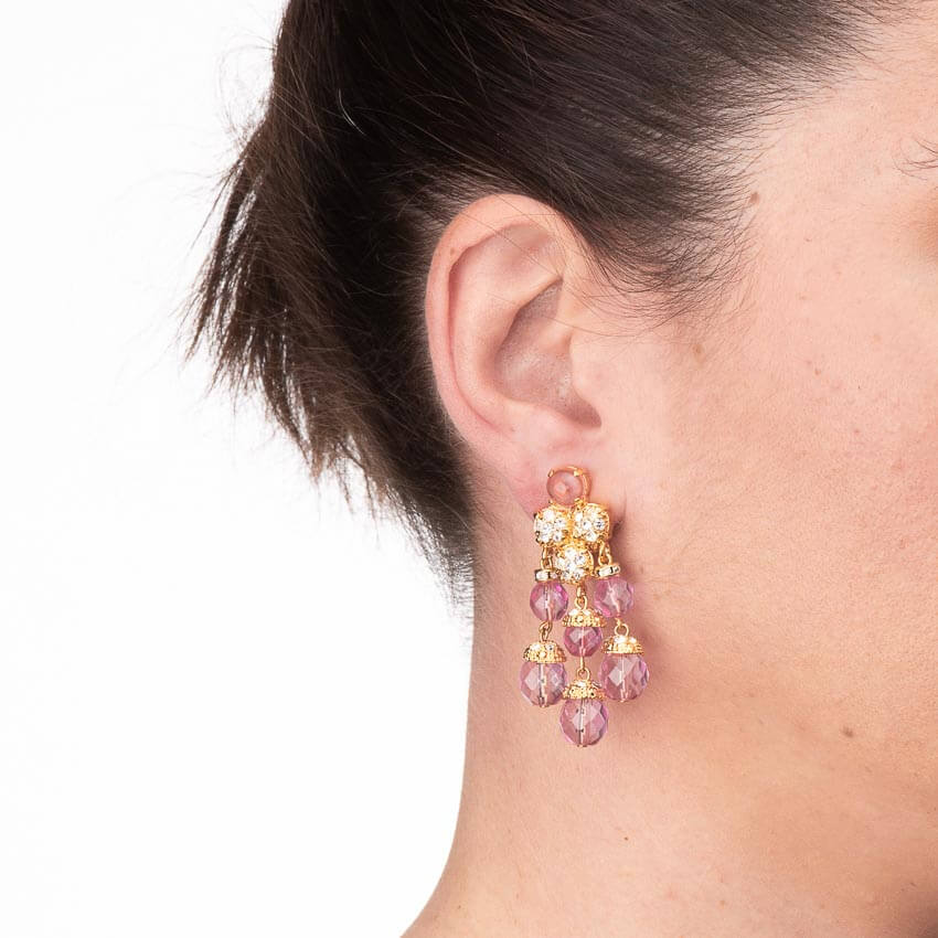 Chic Ad Hoc Orecchini clip pendenti oro viola