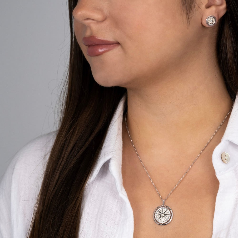 Engelsrufer Windrose collana argento bussola zirconia