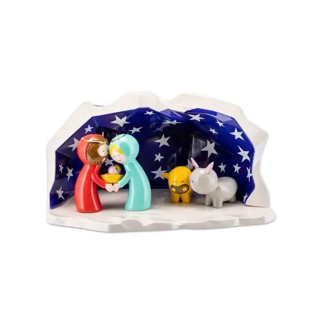 Alessi Happy Eternity AGJ01 W presepe porcellana 5 pezzi blu