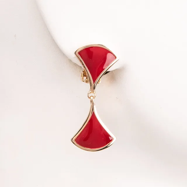 Chic Ad Hoc Orecchini a clip ventaglio oro e rosso