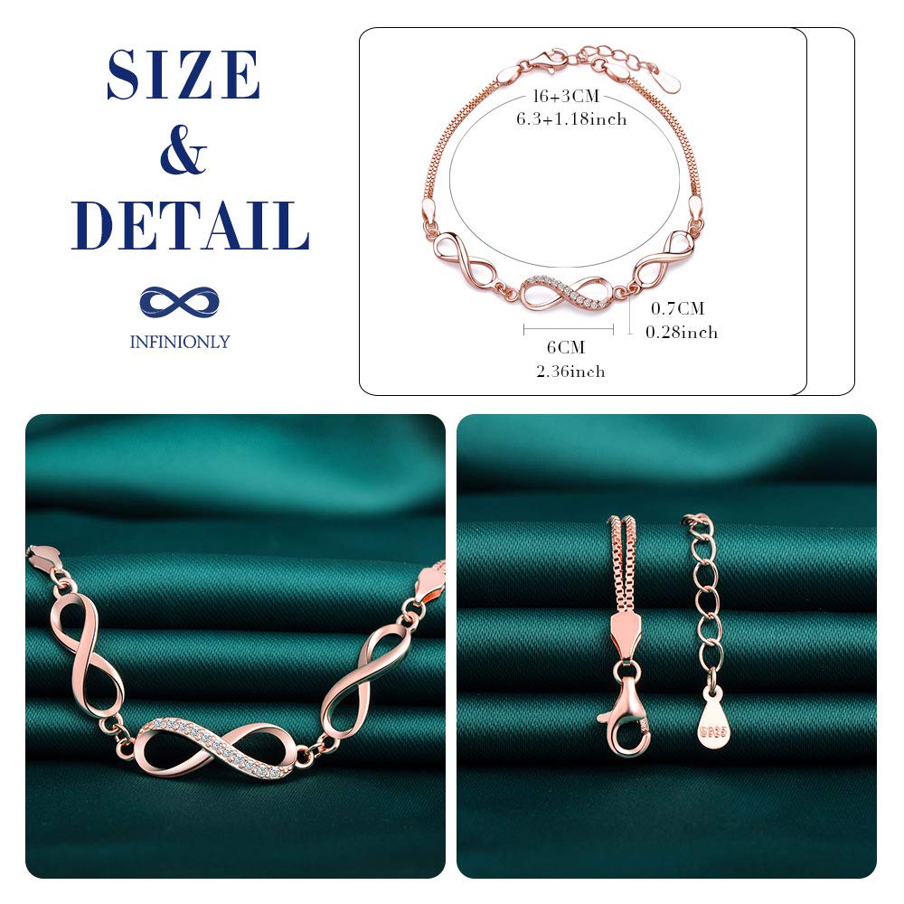 Infinionly Fashion Bracelets bracciale infinito argento rosa