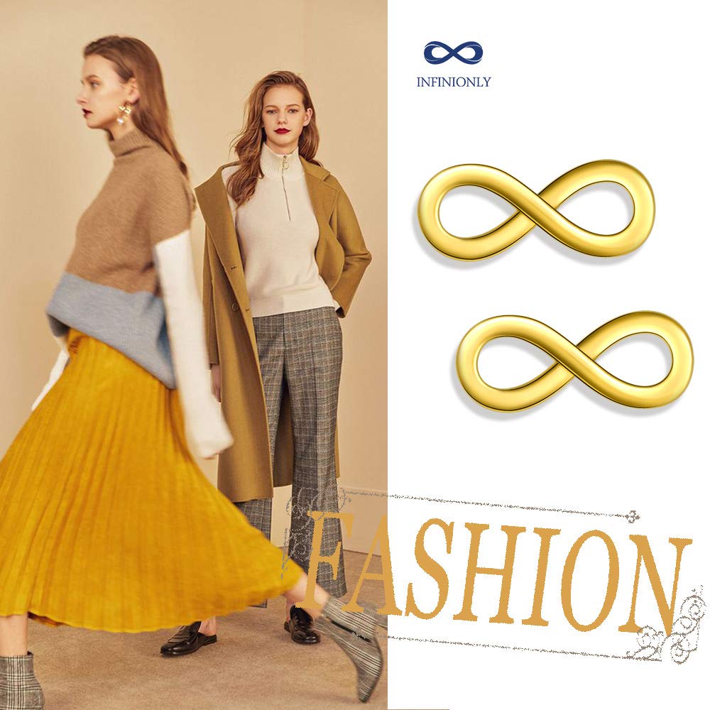 INFINIONLY Orecchini Infinito in Argento 925 Gold a Perno