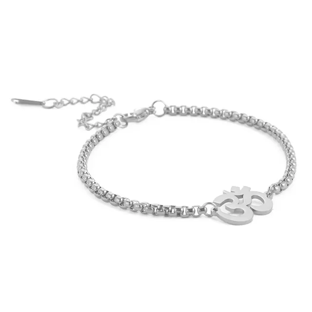 EUEAVAN Bracelets bracciale Om argento yoga portafortuna