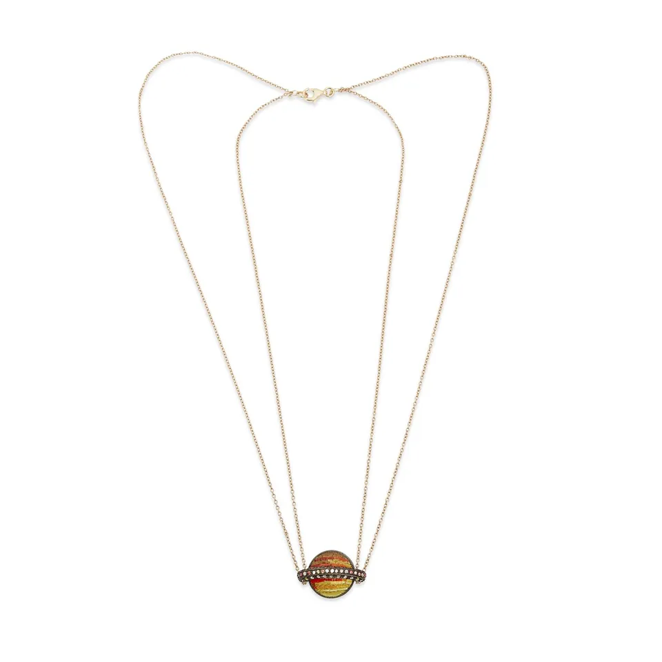 Le Sibille Saturno collana titanio oro rosa zaffiri