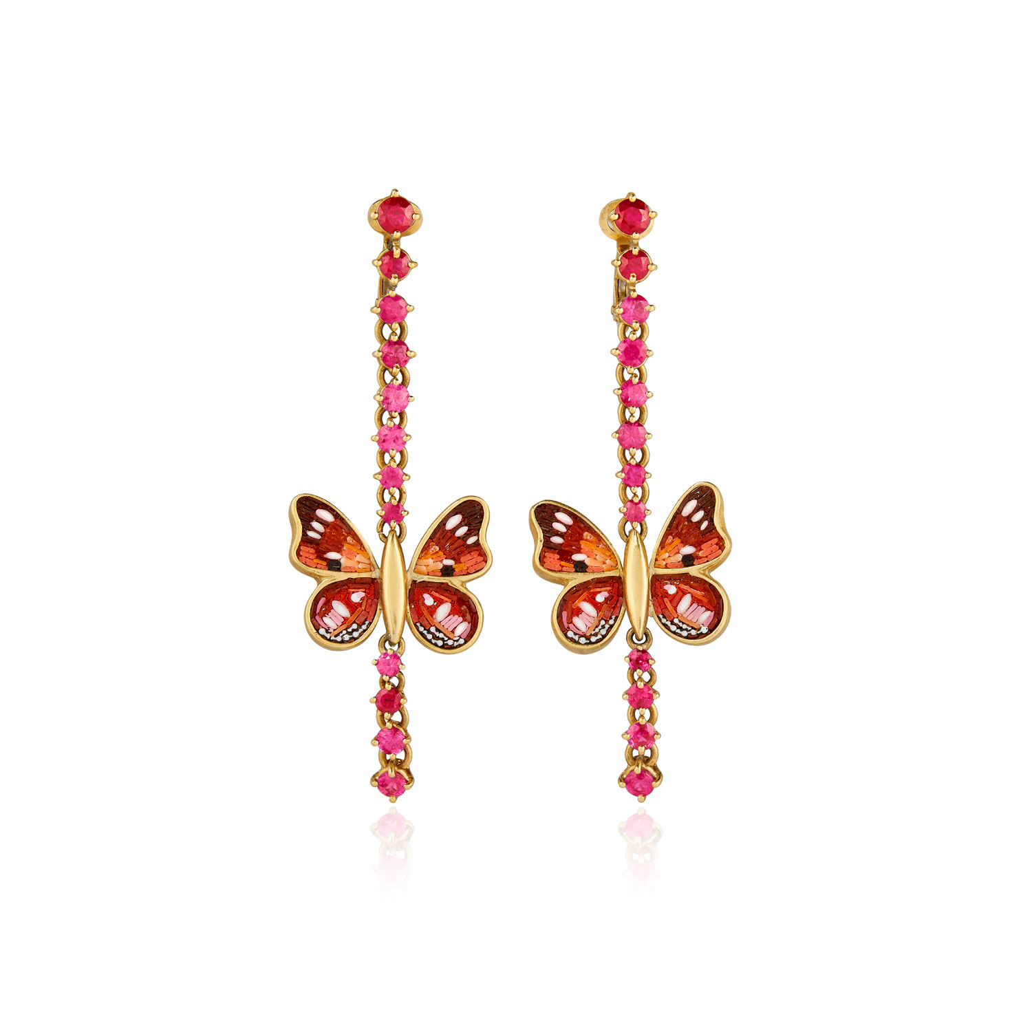 Le Sibille Mariposa orecchini oro 18ct rubini