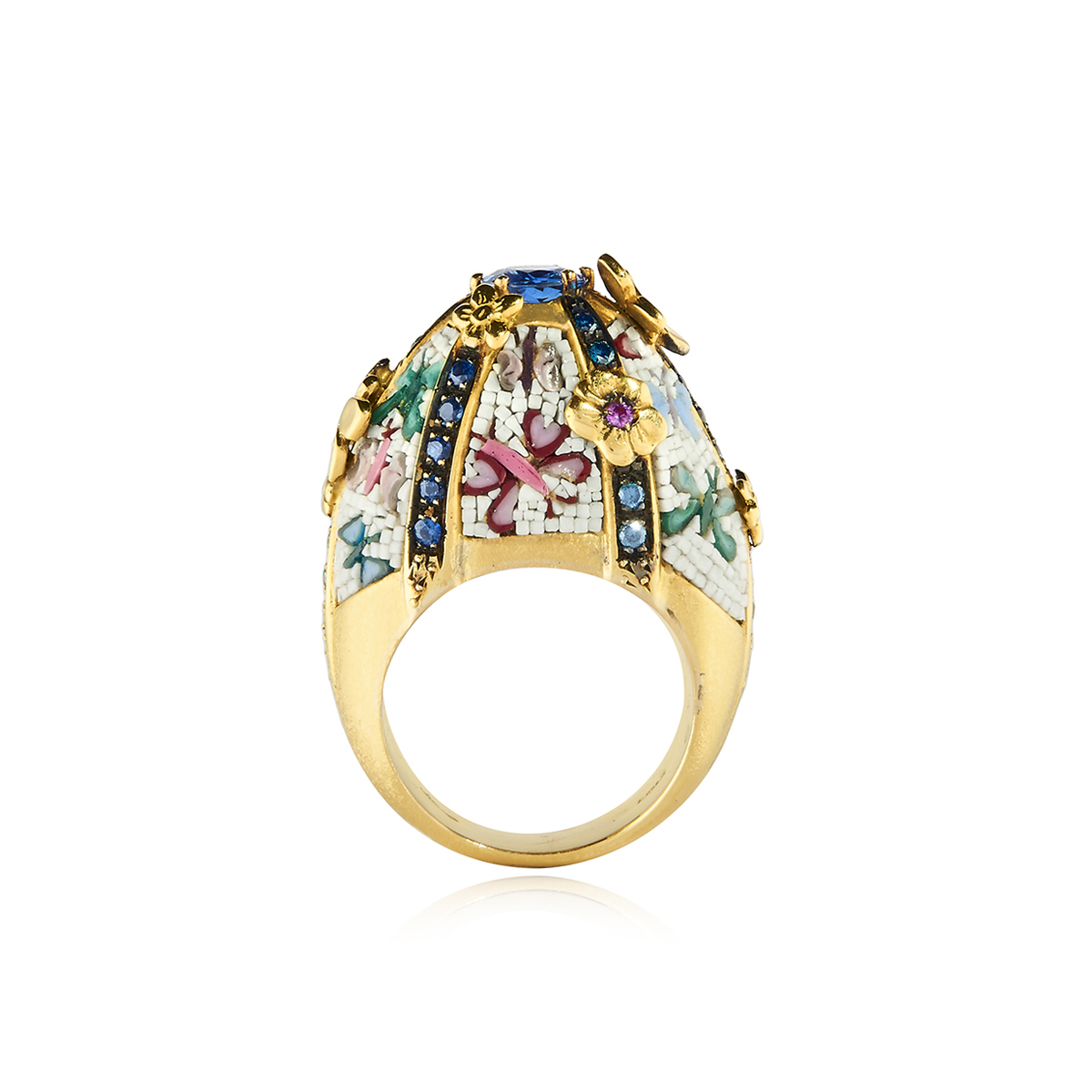 Le Sibille Butterfly Anello oro 18ct mosaico romano farfalle
