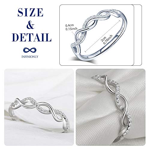 INFINIONLY Fashion Rings anello aperto argento 925 infinito regolabile