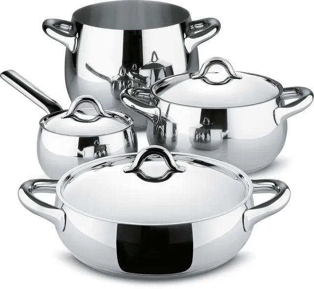 Alessi Mami SG100S7 set pentole acciaio 24 cm argento