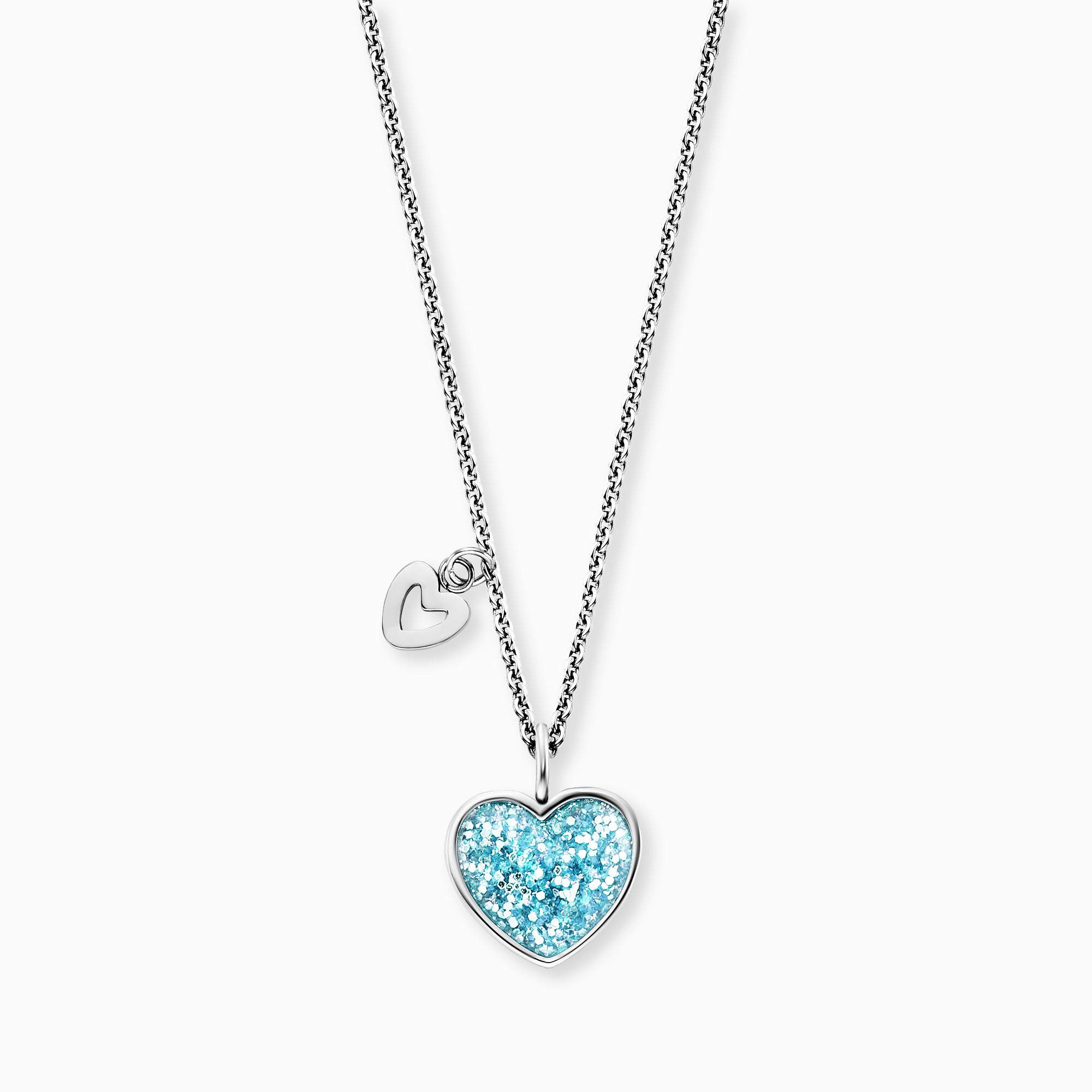 Engelsrufer Kinder Cuore Glitter Blu collana acciaio smalto