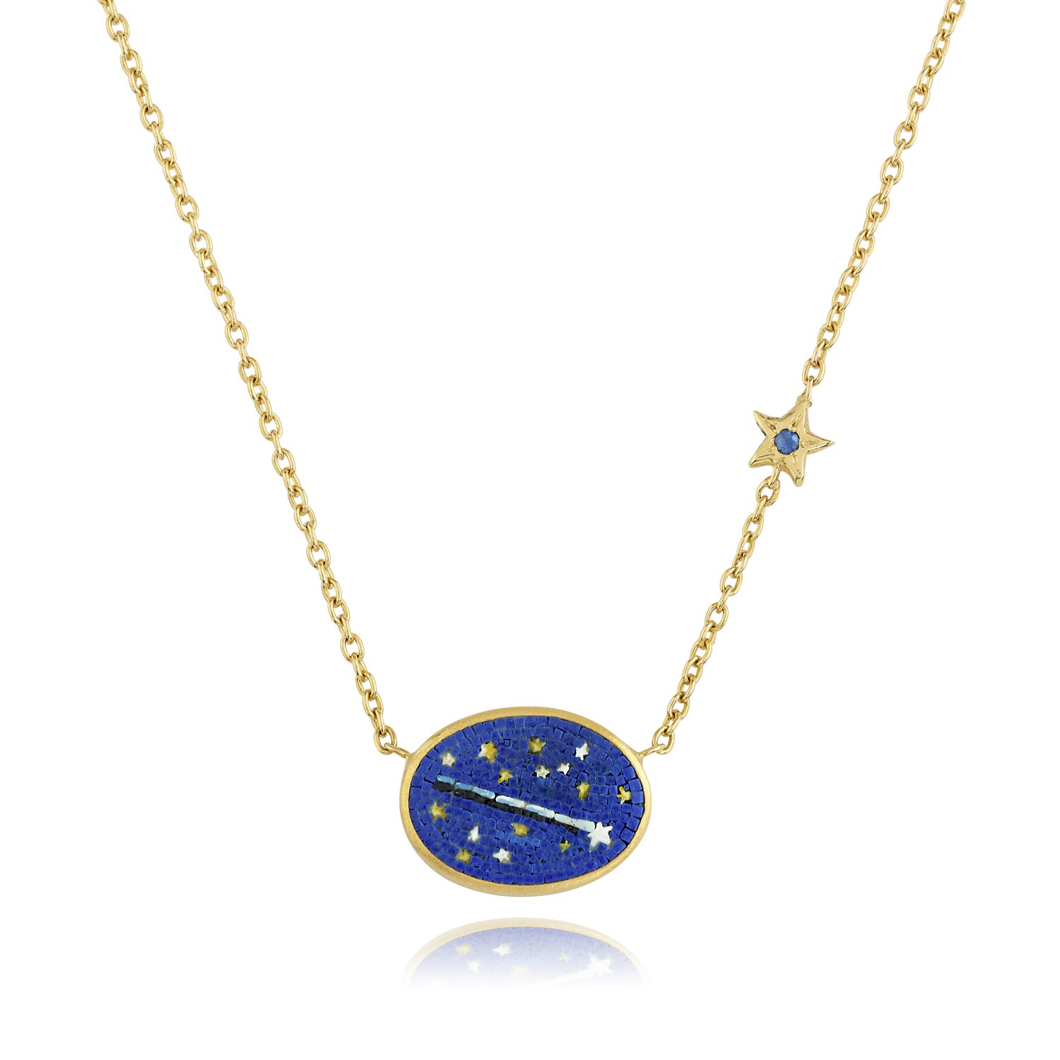 Le Sibille Cometa Collana in oro giallo 18 ct con zaffiro blu