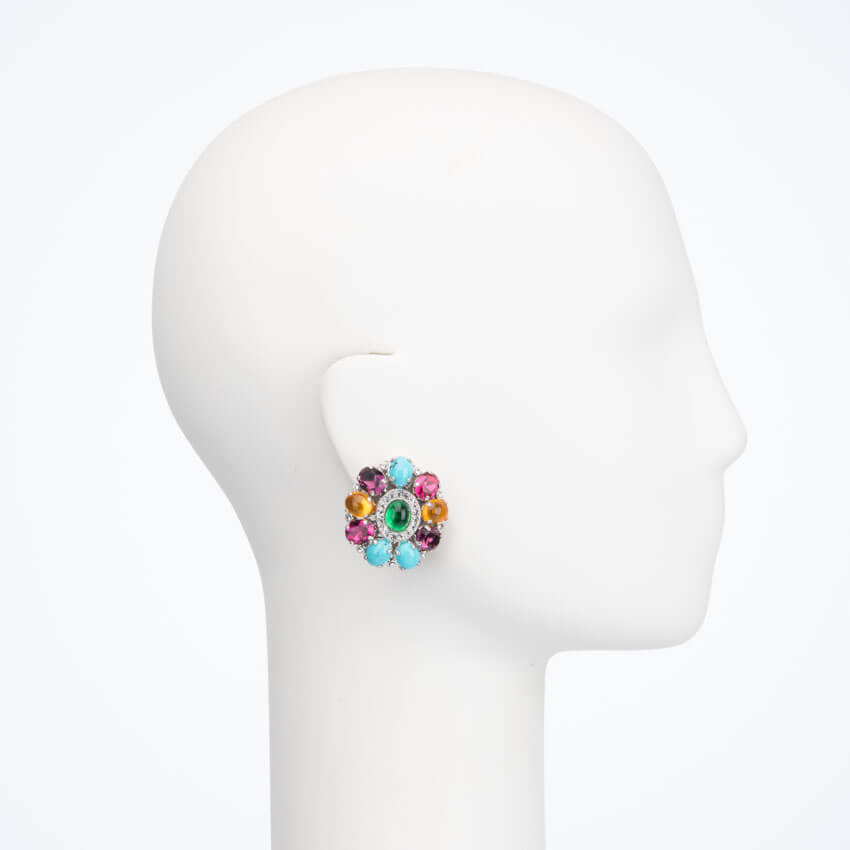 Chic Ad Hoc Orecchini clip turchese smeraldo topazio