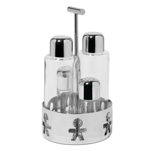 ALESSI Girotondo AKK73 Servizio Olio Aceto Sale Pepe Vetro