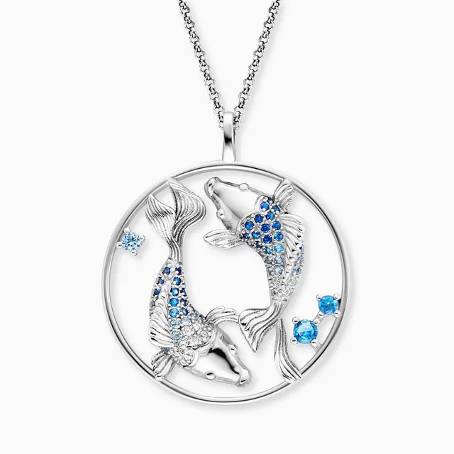 Engelsrufer Yin Yang Fische collana argento zirconia multicolor