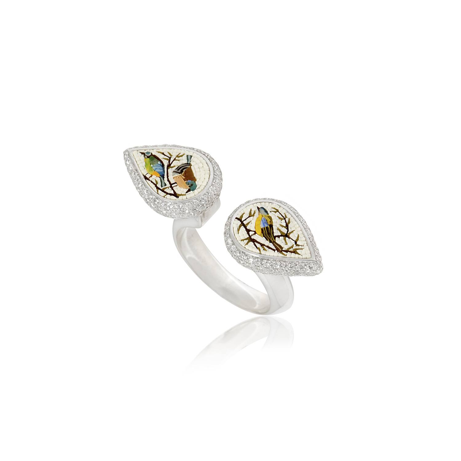 Le Sibille Kimono Ring anello oro bianco diamanti 1,20 ct