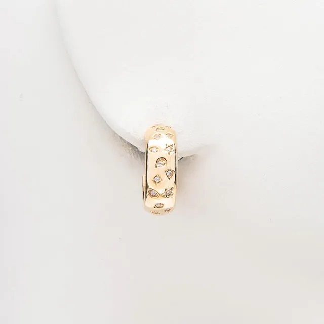 Chic Ad Hoc Orecchini Cerchio Bold Oro Stelle Zirconi
