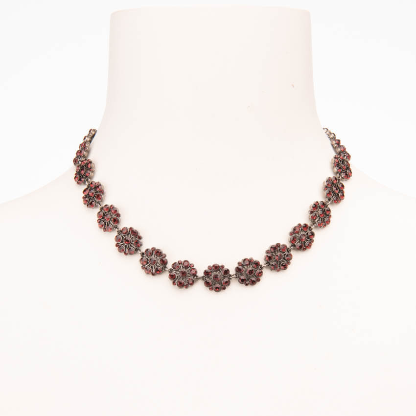 Chic Ad Hoc Collana choker cristalli granato bordeaux