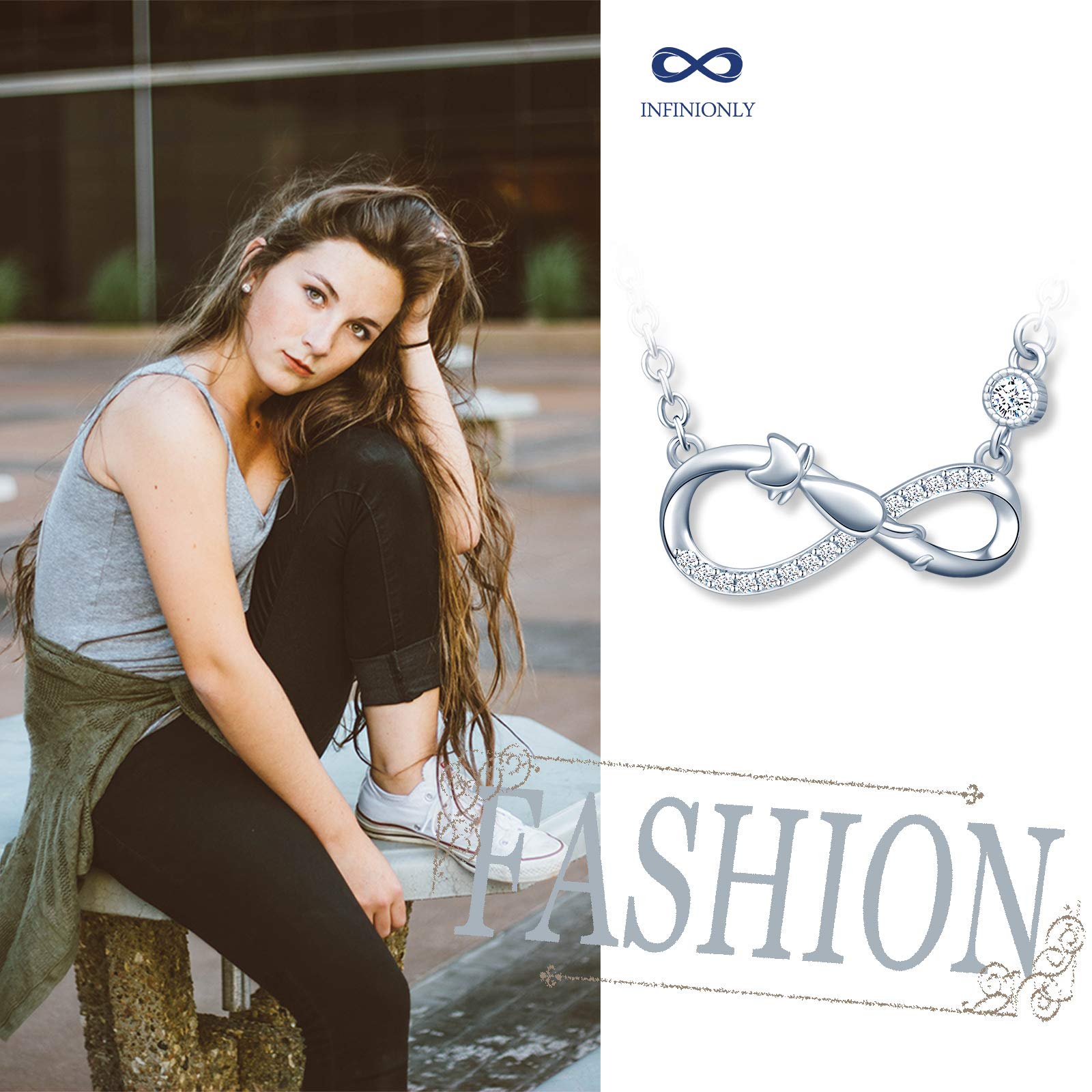 INFINIONLY Collana Infinito Argento 925 Zirconio Donna Silver