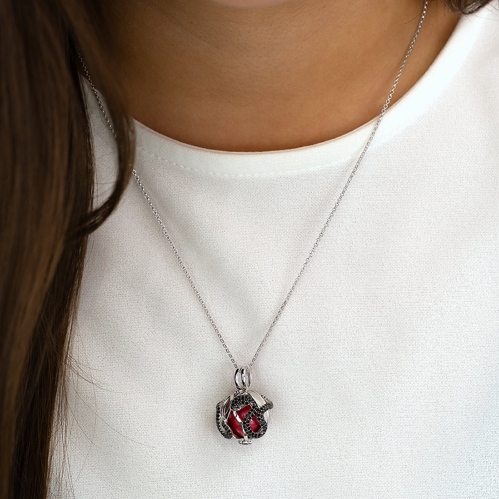 Engelsrufer Eden collana argento sfera rossa zirconia XS