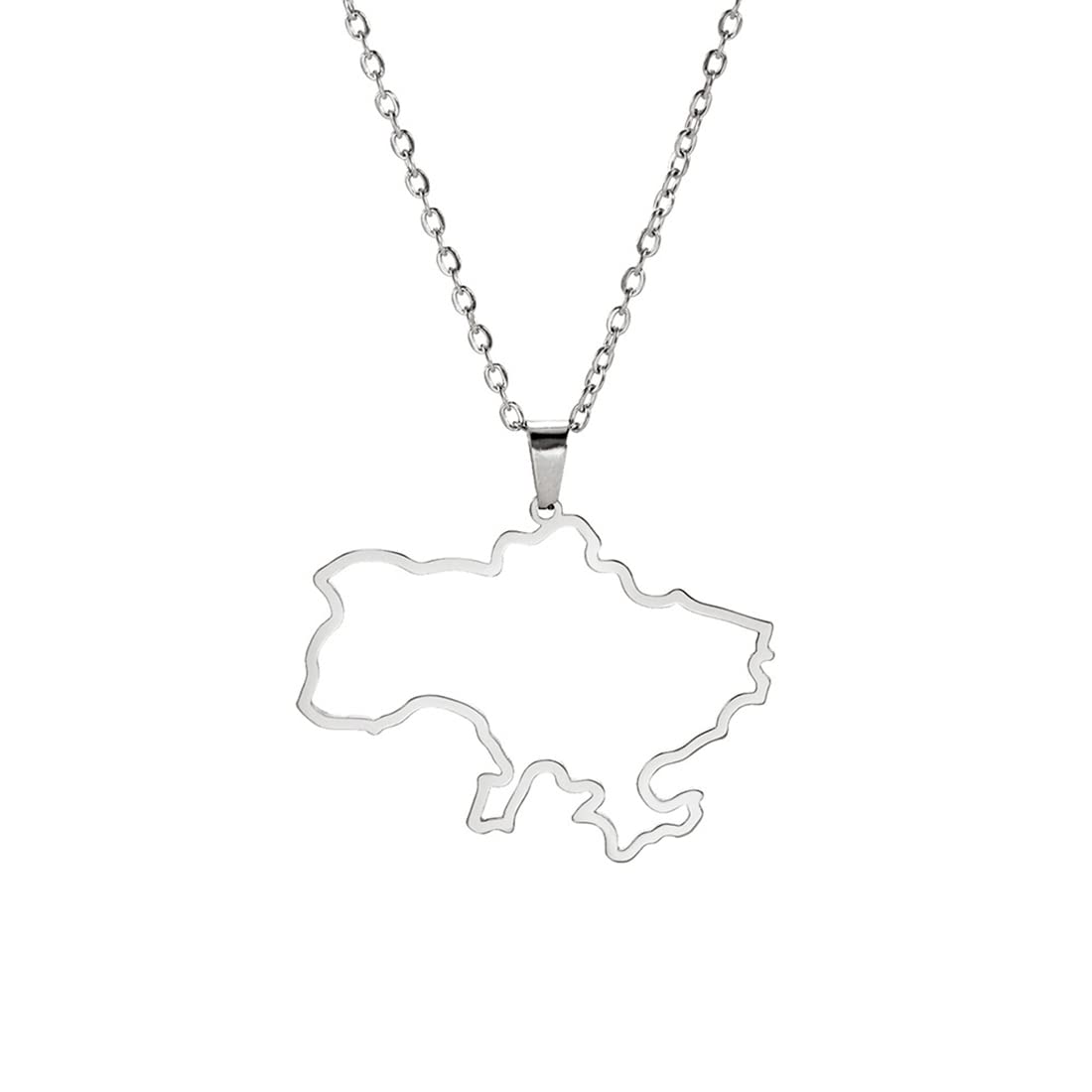 EUEAVAN mappa Ucraina collana acciaio silver3 patriottica