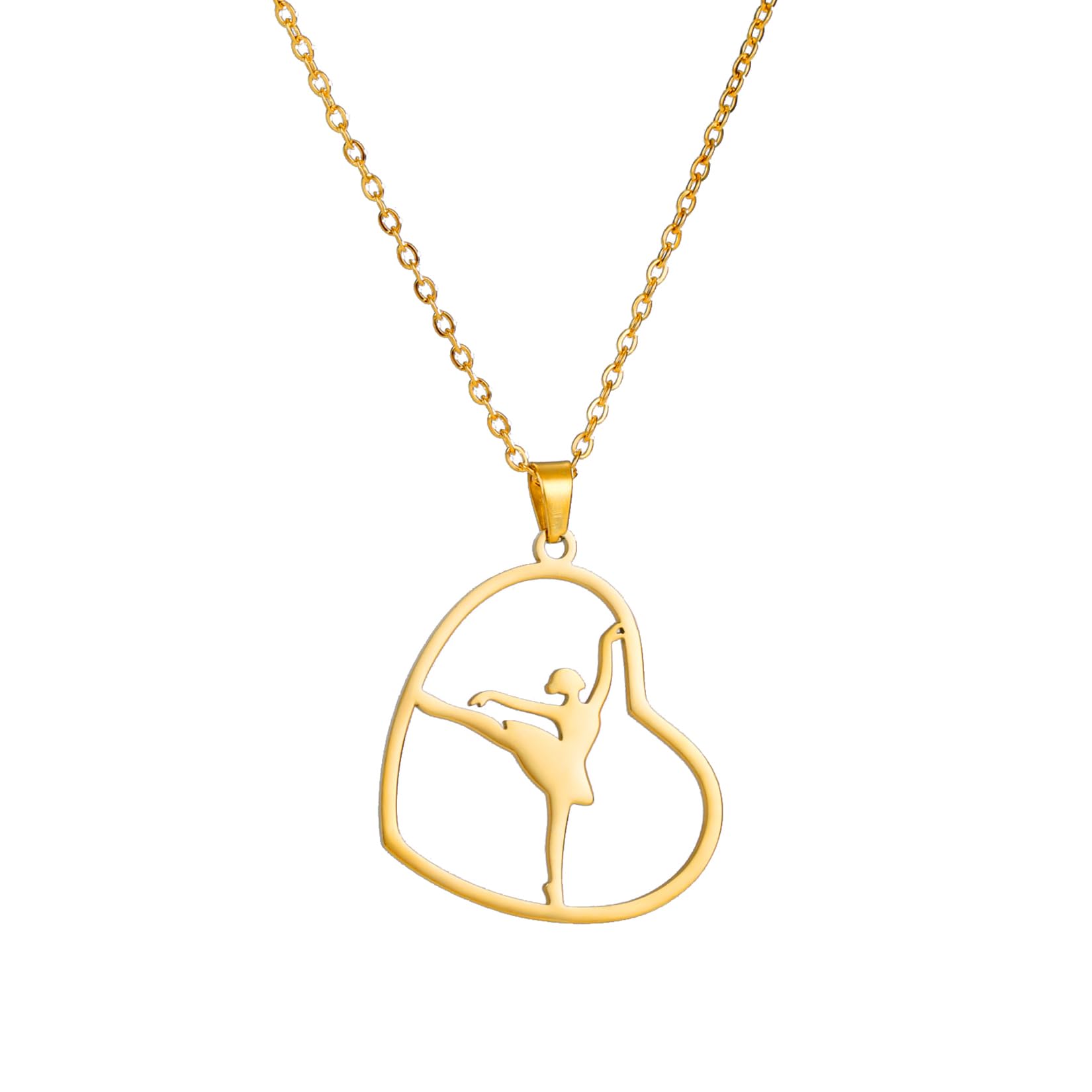 EUEAVAN Necklaces collana ginnastica cuore argento acciaio
