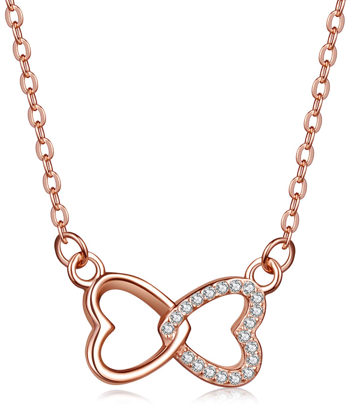 INFINIONLY Fashion Necklaces collana cuore infinito oro rosa zirconi