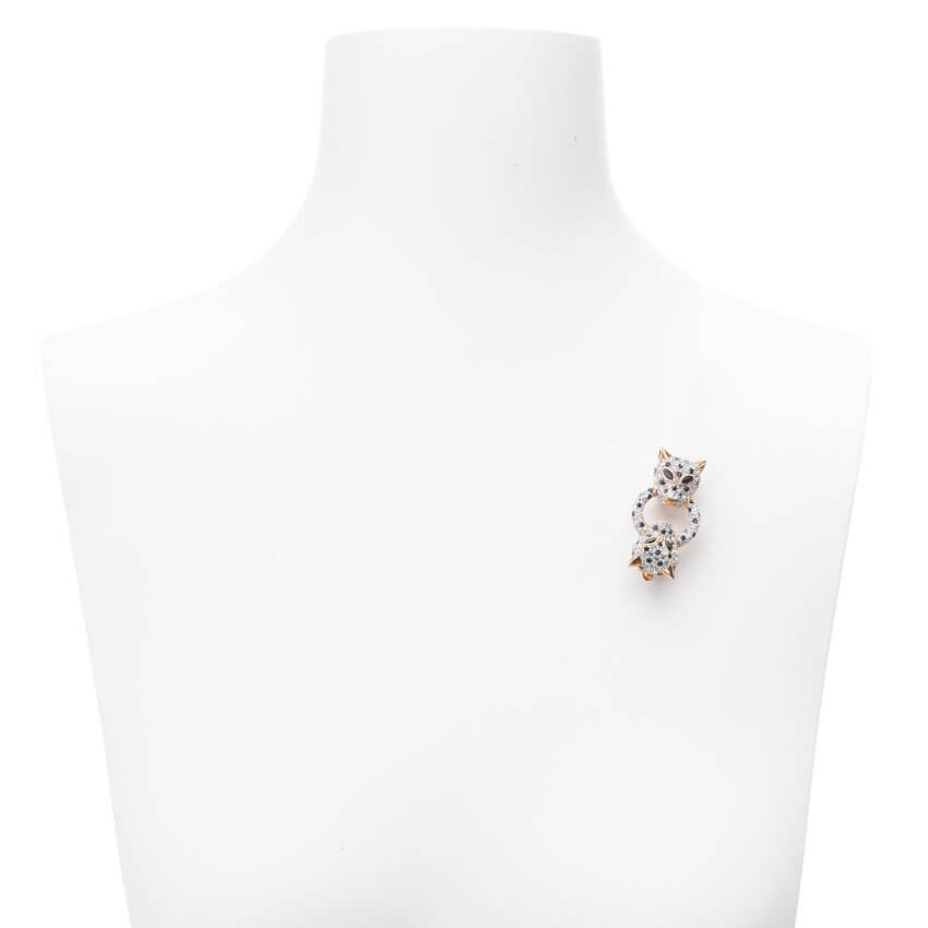 Chic Ad Hoc Spilla Classica Pantera Argento Zirconi
