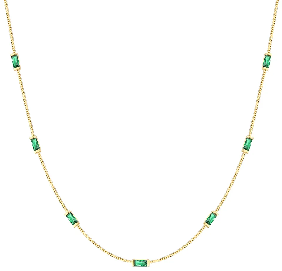 Louisa Secret Necklaces Collana Zirconi Baguette Argento Oro 14k