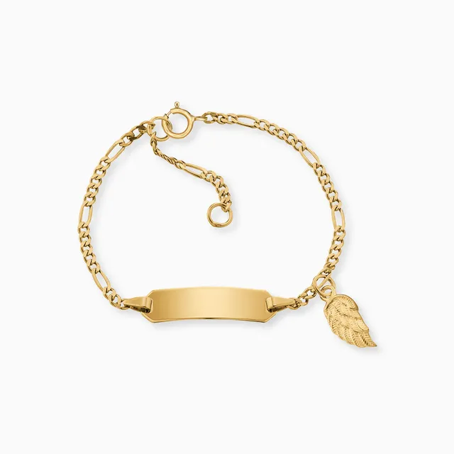 Engelsrufer Kinder bracciale oro 375 ala con incisione