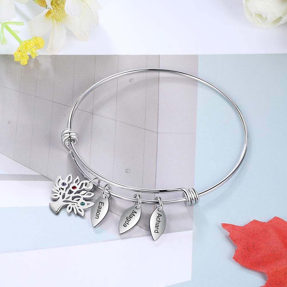 Jessemade Gioielli bracciale acciaio nome albero vita