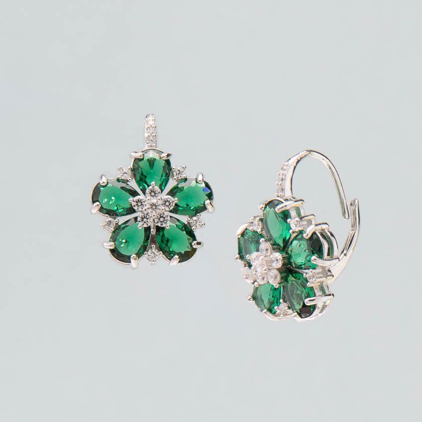 Chic Ad Hoc Orecchini monachella fiore verde smeraldo