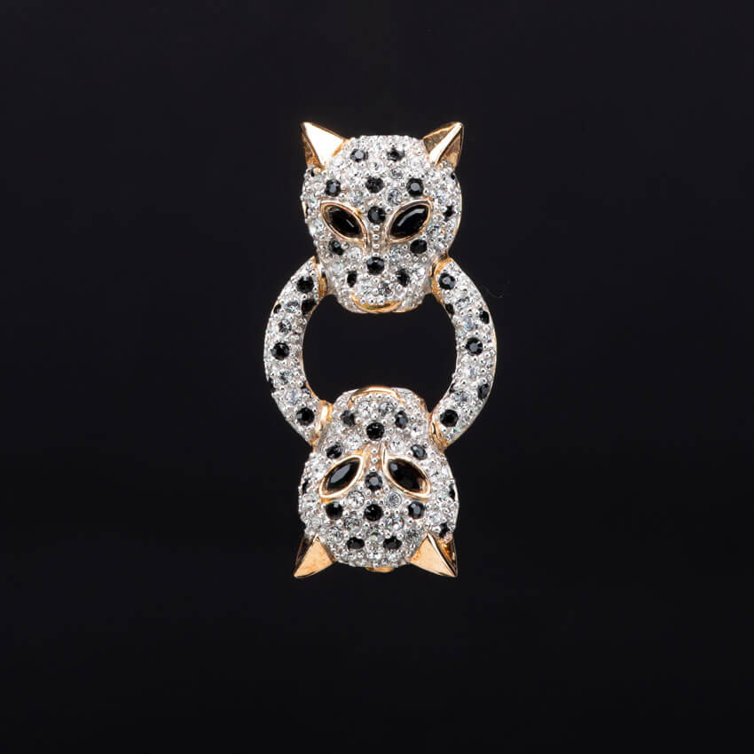 Chic Ad Hoc Spilla Classica Pantera Argento Zirconi