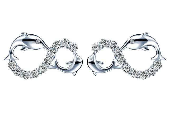Infinionly Fashion orecchini delfino argento zircone