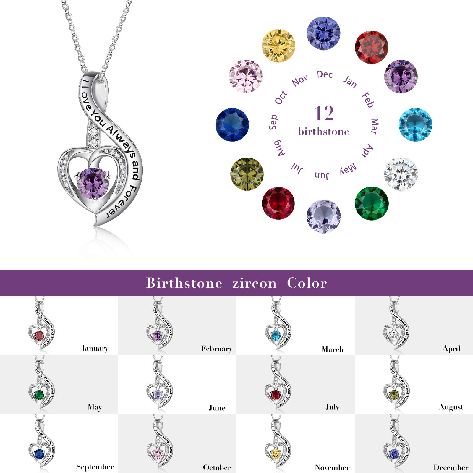 Jessemade Gioielli Collana Cuore Argento 925 Mamma Zirconi