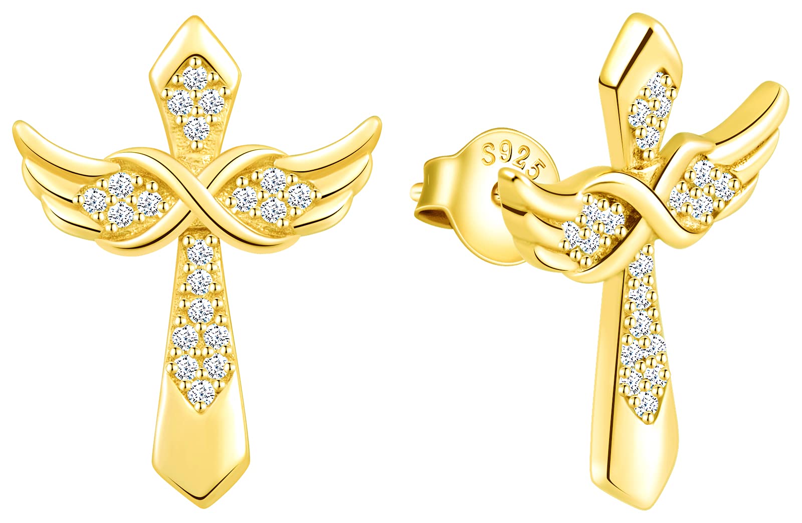 INFINIONLY Fashion Necklaces collana croce ala oro argento 925