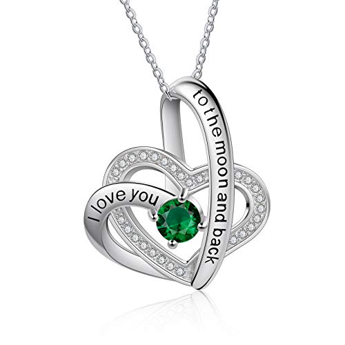 Jessemade Gioielli collana cuore argento 925 birthstone zirconi