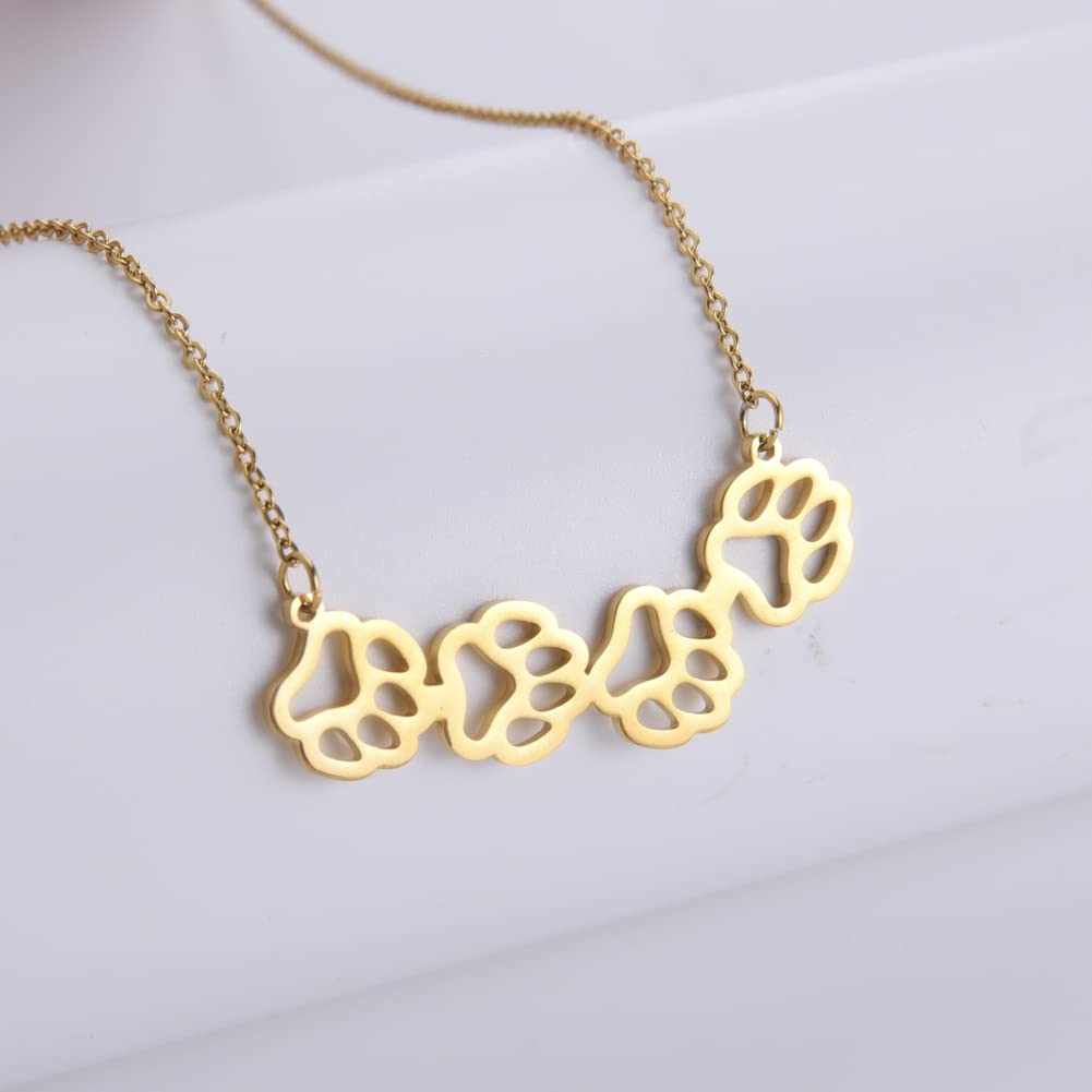 Eueavan Collana Zampa Cane Ciondolo 45+5 cm Argento