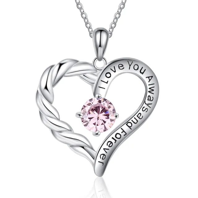 Jessemade Gioielli collana cuore argento 925 birthstone