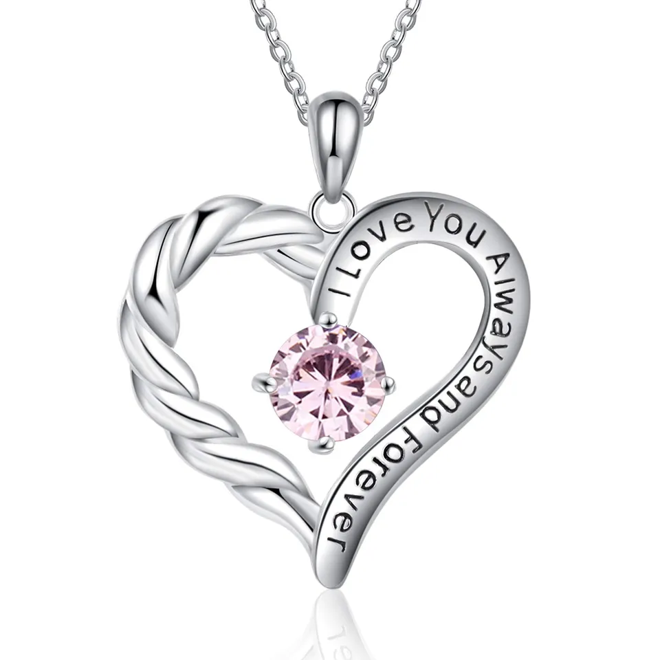Jessemade Gioielli collana cuore argento 925 birthstone