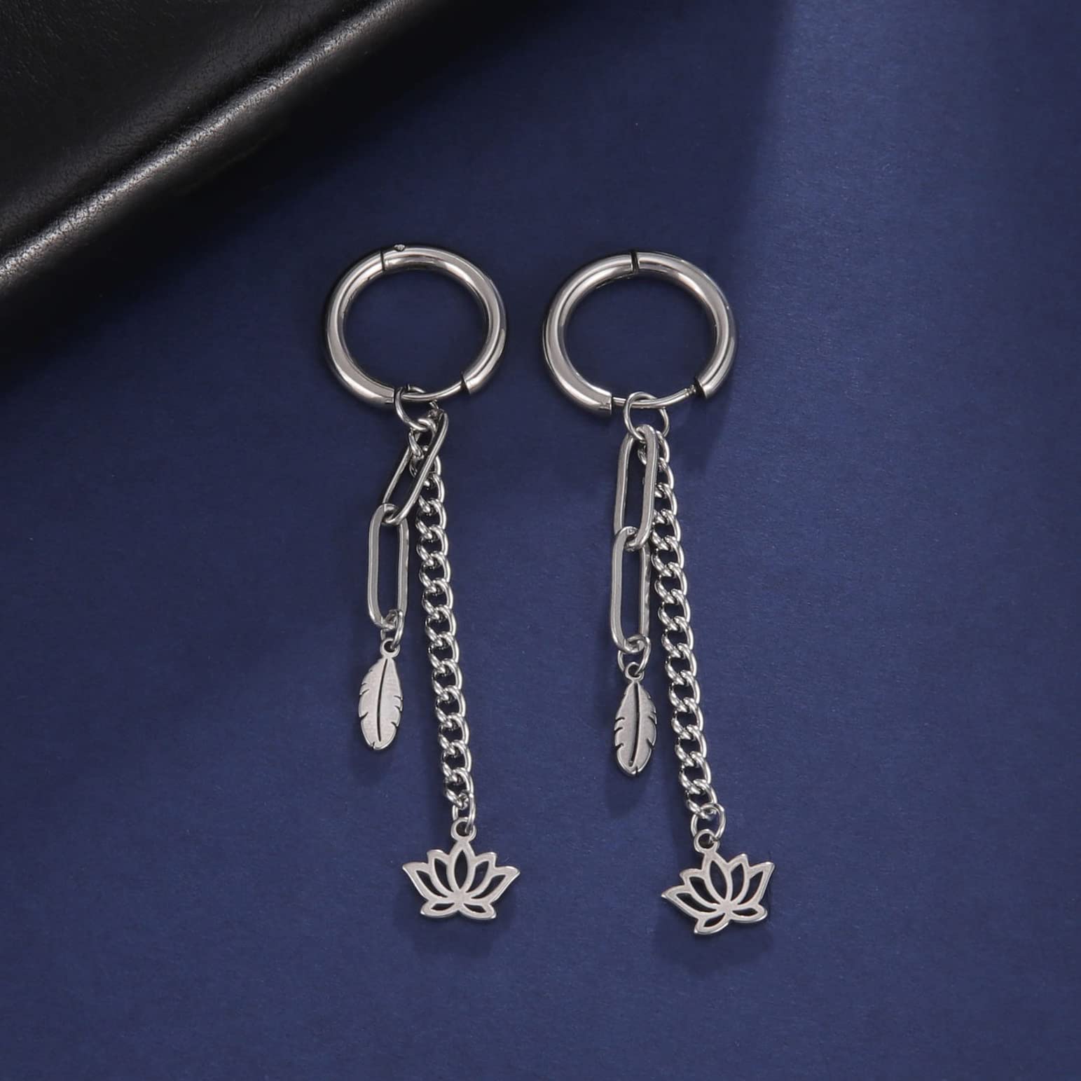 EUEAVAN Earrings Orecchini Loto Argento Pendenti Fiore