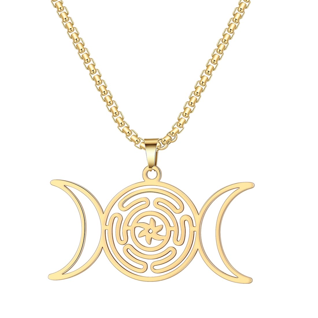 EUEAVAN collana ruota di Ecate argento amuleto wiccan