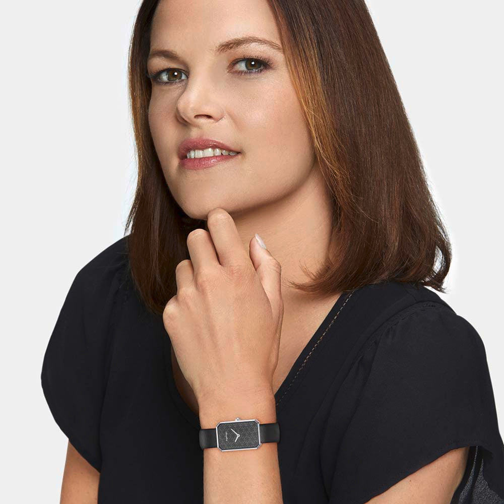Engelsrufer orologio donna acciaio fiore vita pelle nero