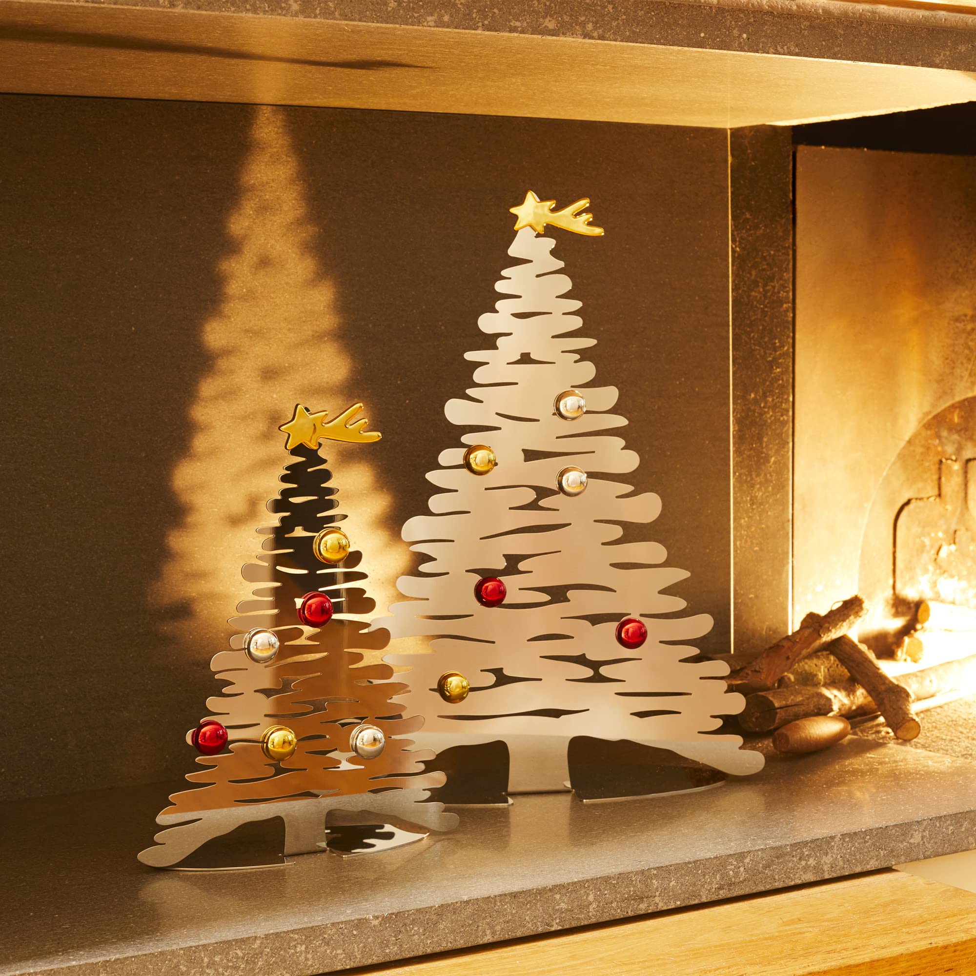 Alessi Bark BM06 albero Natale acciaio argento lucido 45 cm