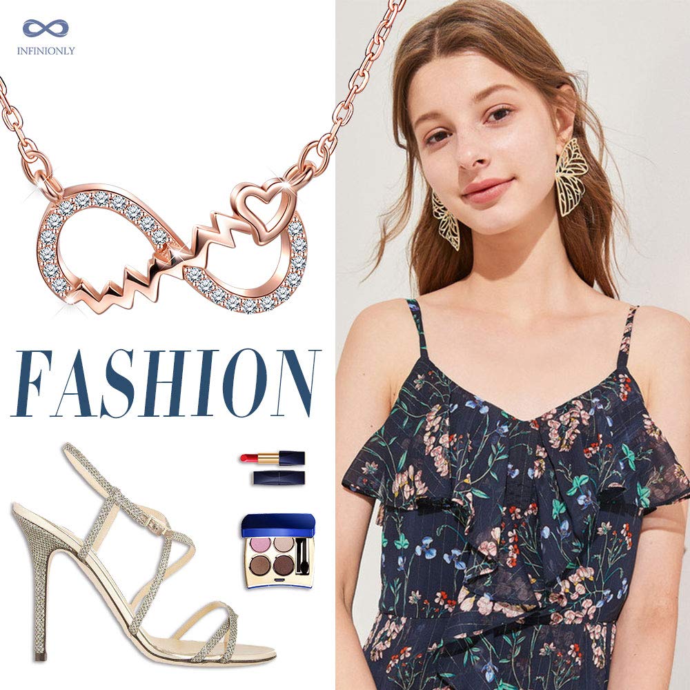 INFINIONLY Fashion Necklaces collana infinito argento oro rosa cuore
