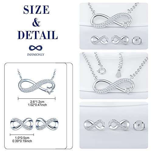 INFINIONLY Collana Orecchini Stella Parure Argento 925 Zirconi