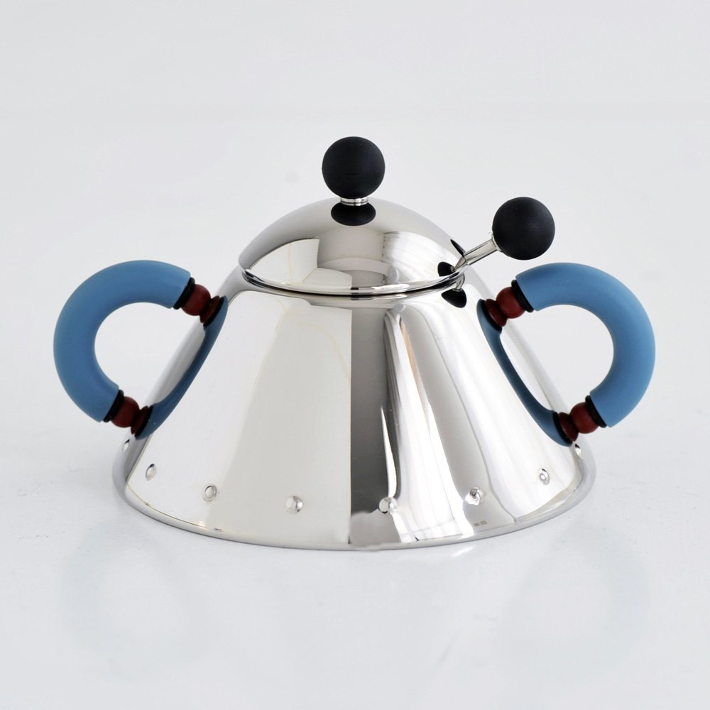 Alessi 9097 zuccheriera azzurra acciaio con cucchiaino