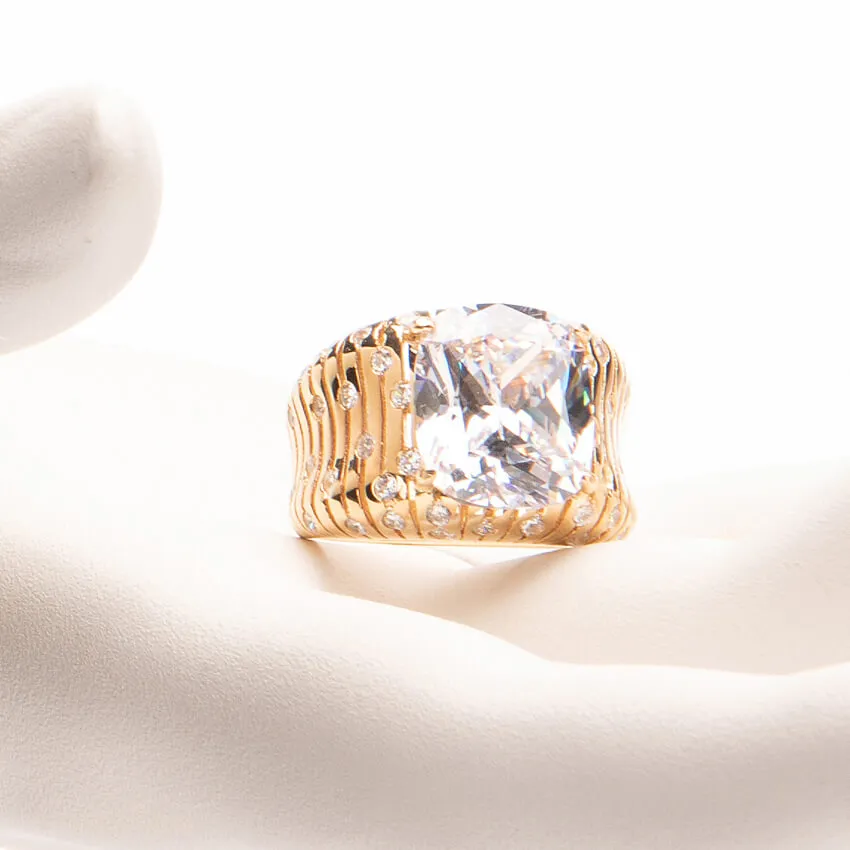 Chic Ad Hoc Anello a fascia pietra centrale crystal