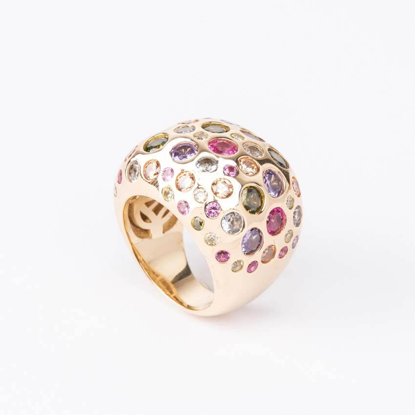 Chic Ad Hoc Anelli anello fascia bombata zirconi multicolor