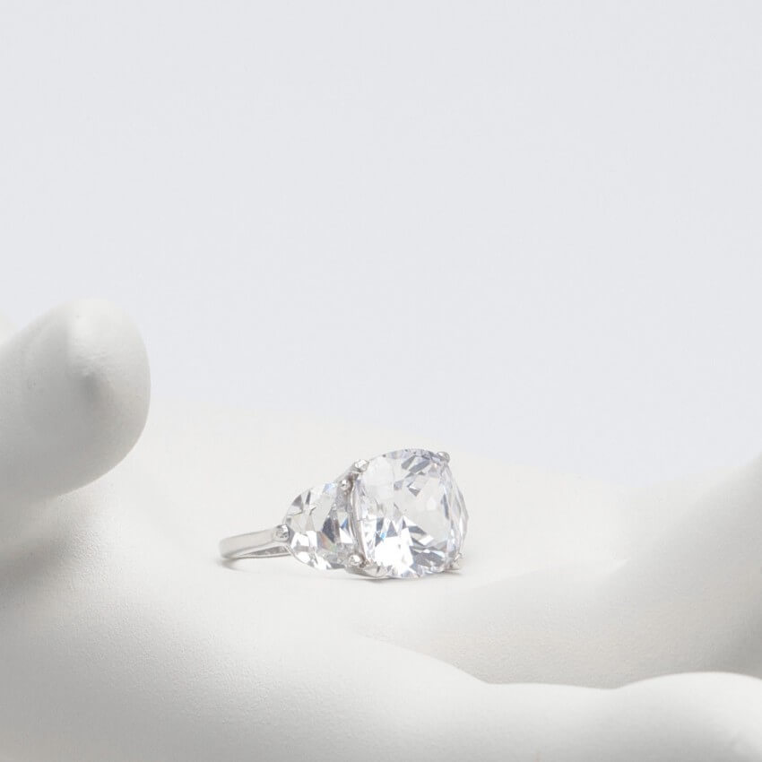 Chic Ad Hoc Anello solitario argento zirconi brillante